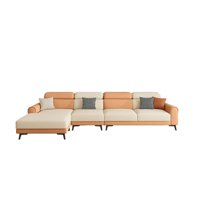 Contemporary Stain-Resistant Cream White Square Arm Faux Leather Sofa