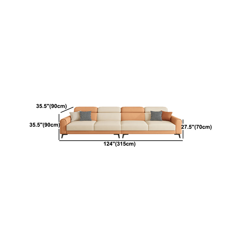Contemporary Stain-Resistant Cream White Square Arm Faux Leather Sofa