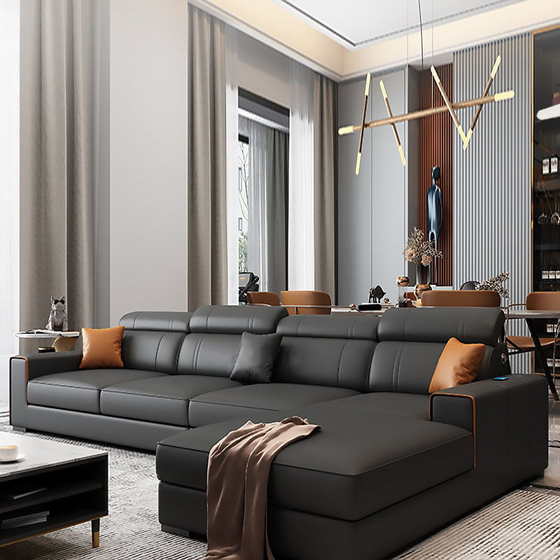 Scandinavian Dark Gray Stationary Square Arm Slipcovered Sofa