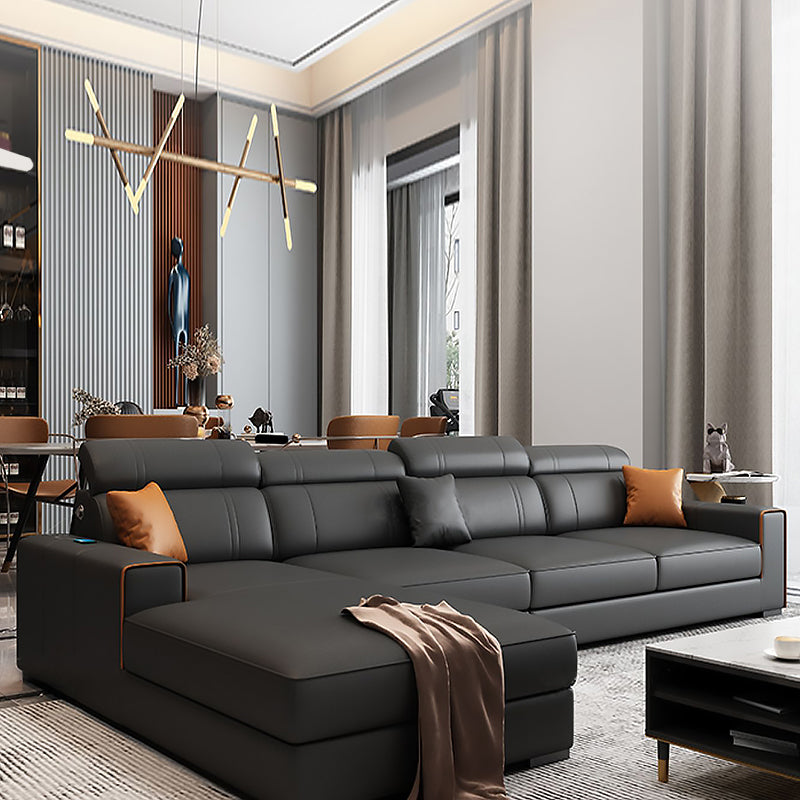 Scandinavian Dark Gray Stationary Square Arm Slipcovered Sofa