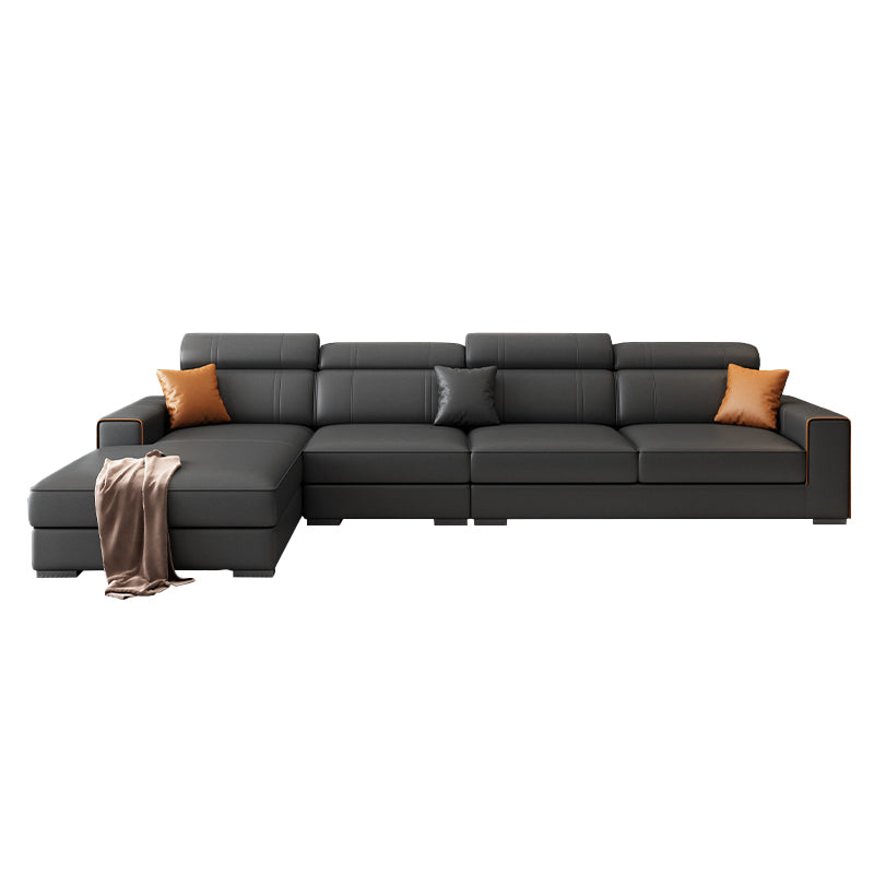 Scandinavian Dark Gray Stationary Square Arm Slipcovered Sofa