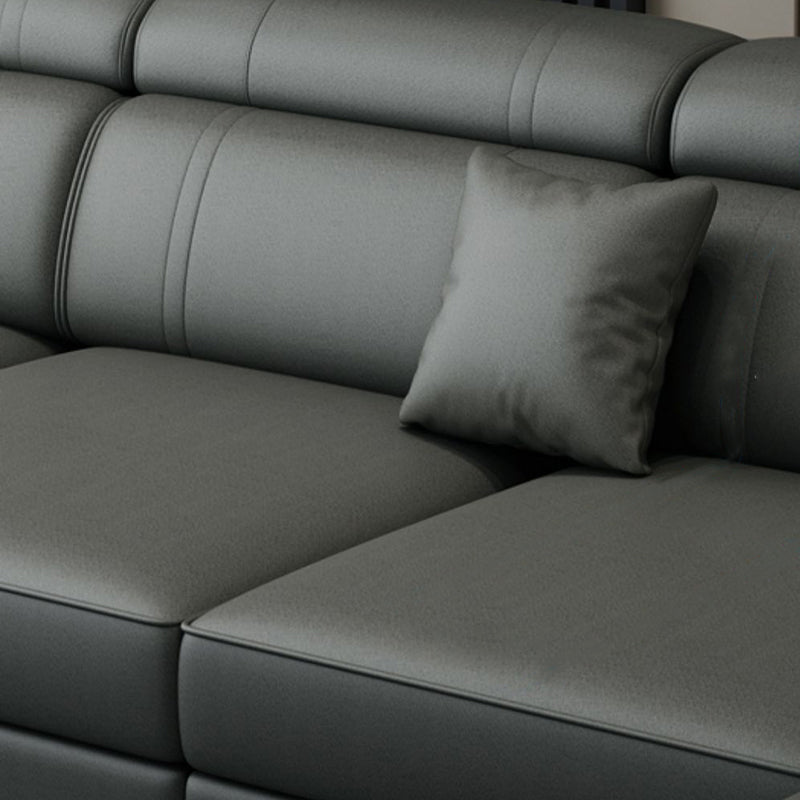 Scandinavian Dark Gray Stationary Square Arm Slipcovered Sofa