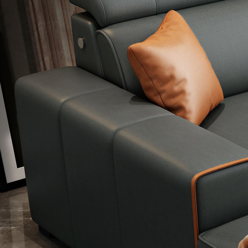 Scandinavian Dark Gray Stationary Square Arm Slipcovered Sofa