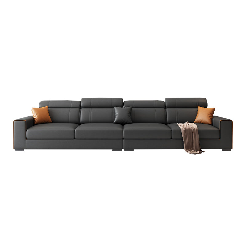 Scandinavian Dark Gray Stationary Square Arm Slipcovered Sofa