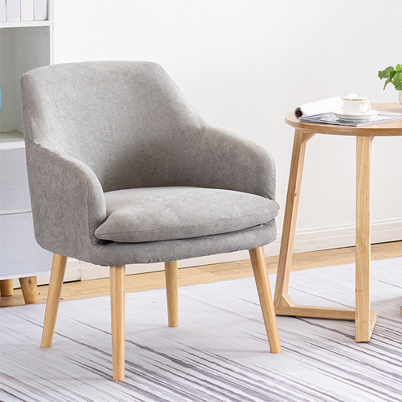 Velvet Chair with Sloped Arms and Basic Four Wooden Legs for Apartment