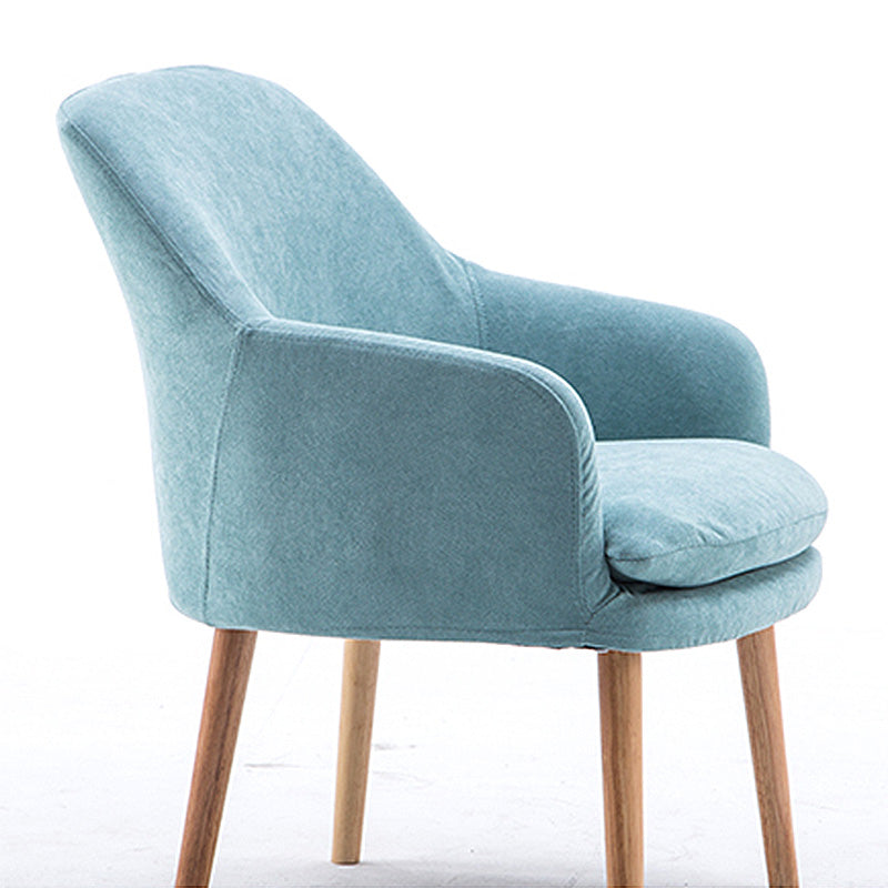 Velvet Chair with Sloped Arms and Basic Four Wooden Legs for Apartment