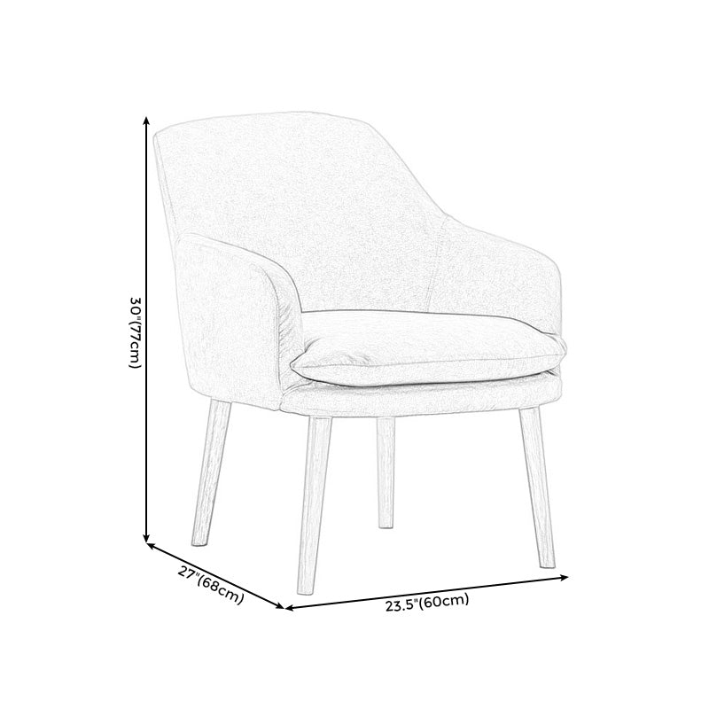 Velvet Chair with Sloped Arms and Basic Four Wooden Legs for Apartment
