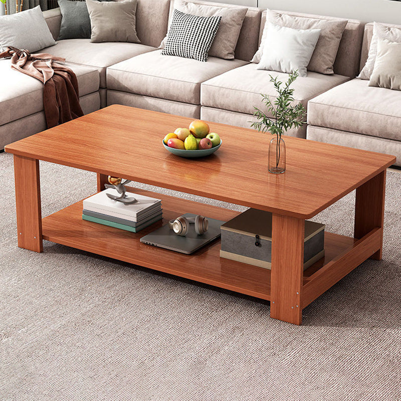 Modern Wooden Coffee Table with Storage and 4 Legs Bunching Tables