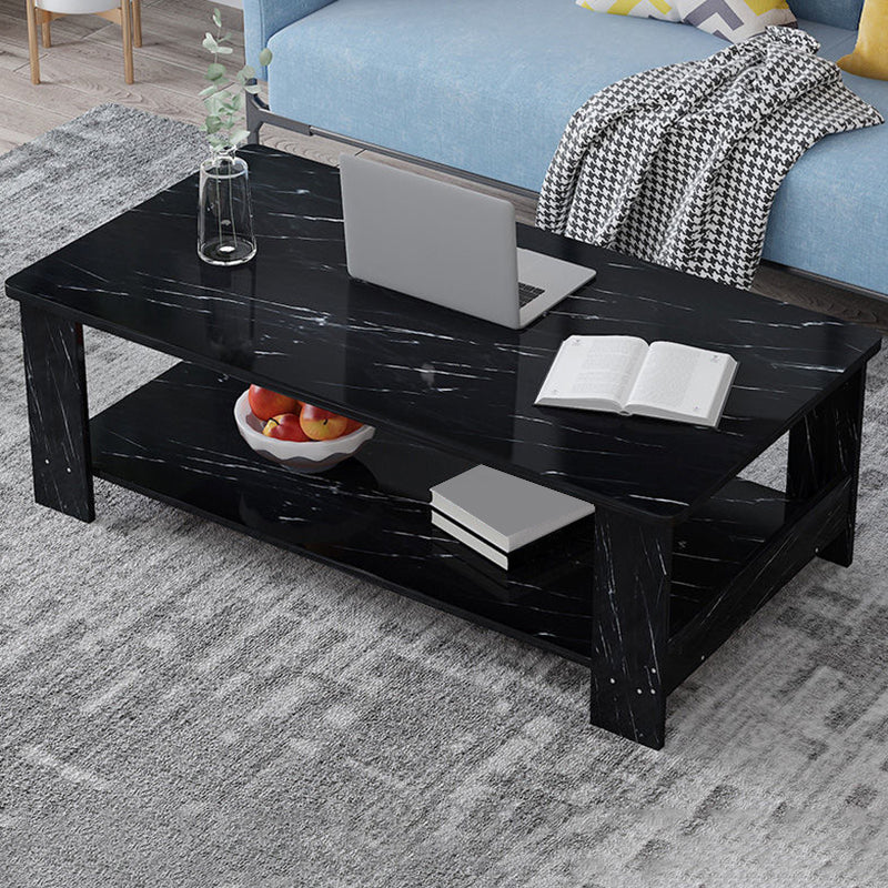 Modern Wooden Coffee Table with Storage and 4 Legs Bunching Tables