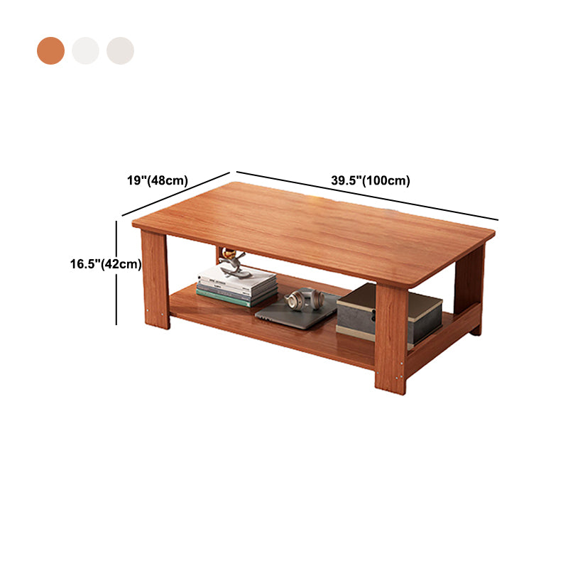 Modern Wooden Coffee Table with Storage and 4 Legs Bunching Tables