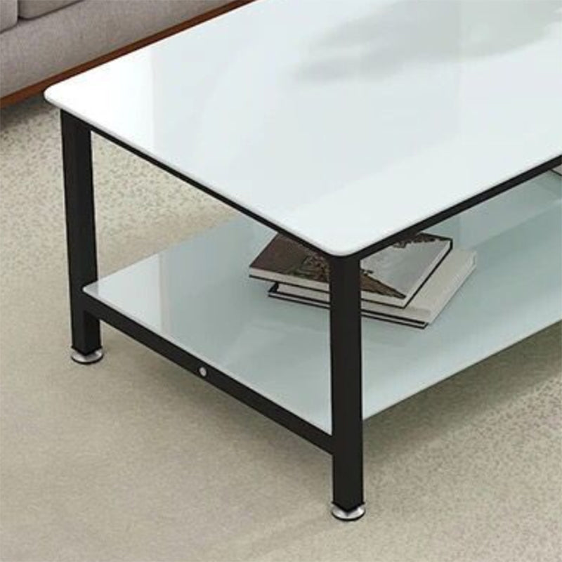 Contemporary Glass Rectangular Coffee Table with Storage and 4 Legs