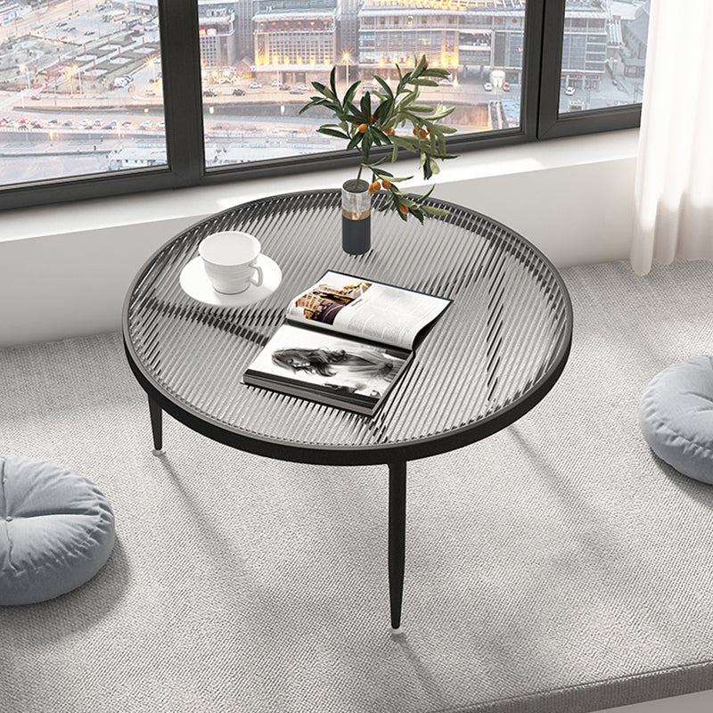 Contemporary Glass 3 Legs Coffee Table with Round Top Bunching Tables