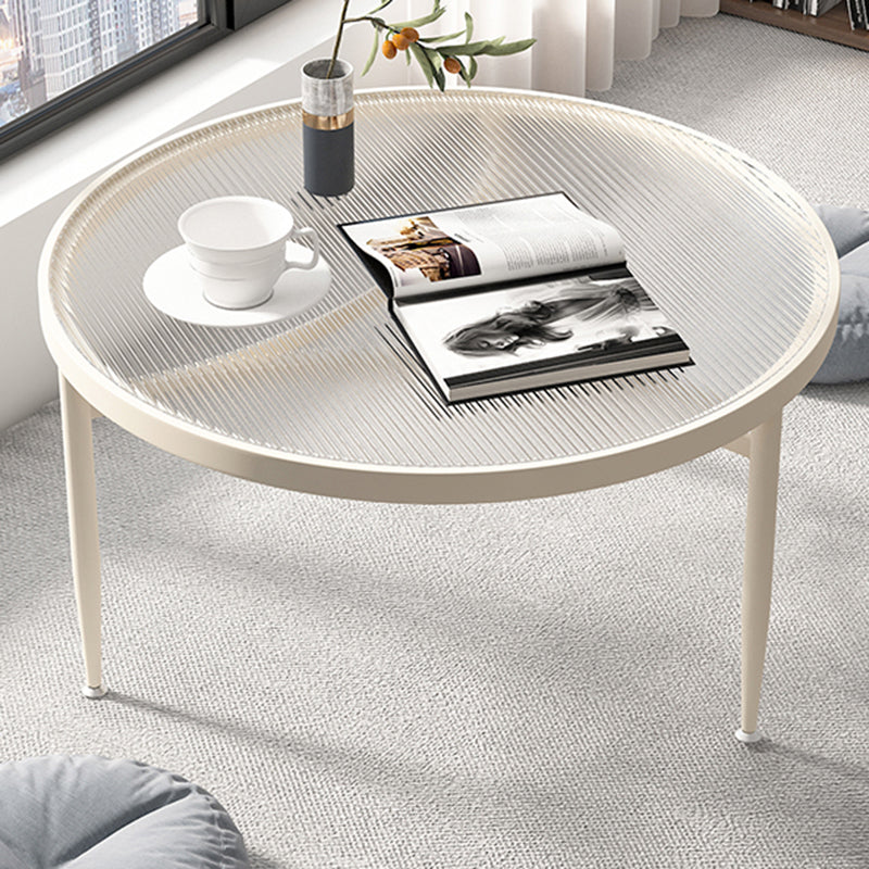 Contemporary Glass 3 Legs Coffee Table with Round Top Bunching Tables
