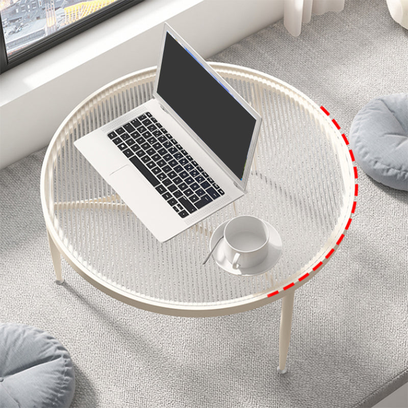 Contemporary Glass 3 Legs Coffee Table with Round Top Bunching Tables