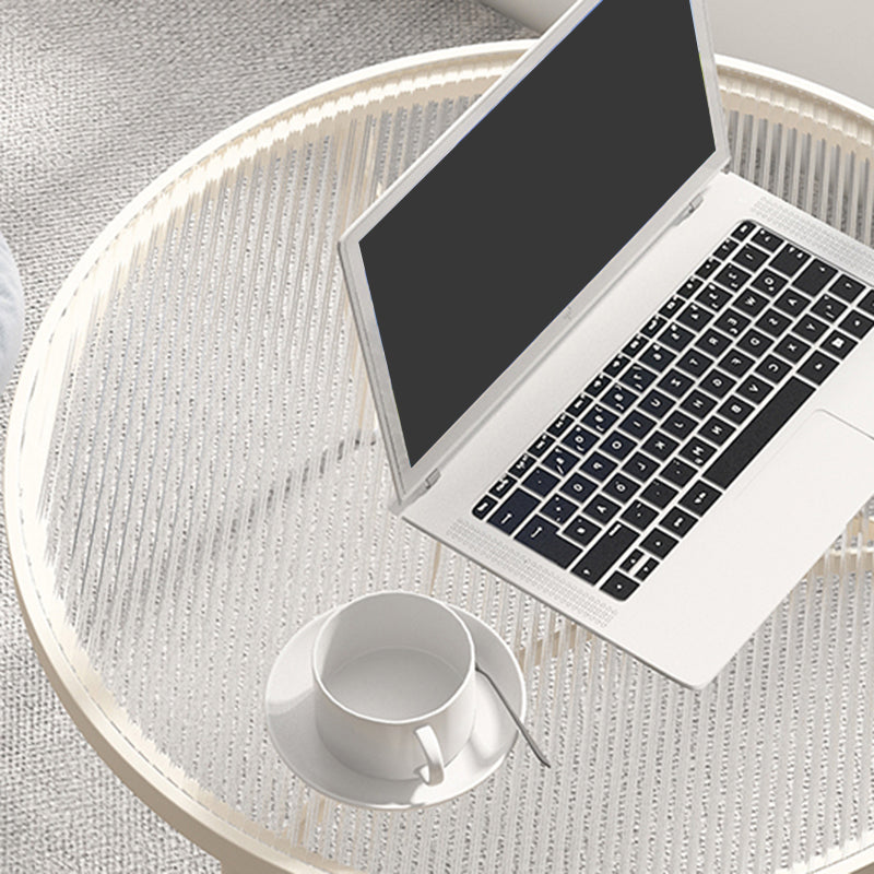 Contemporary Glass 3 Legs Coffee Table with Round Top Bunching Tables