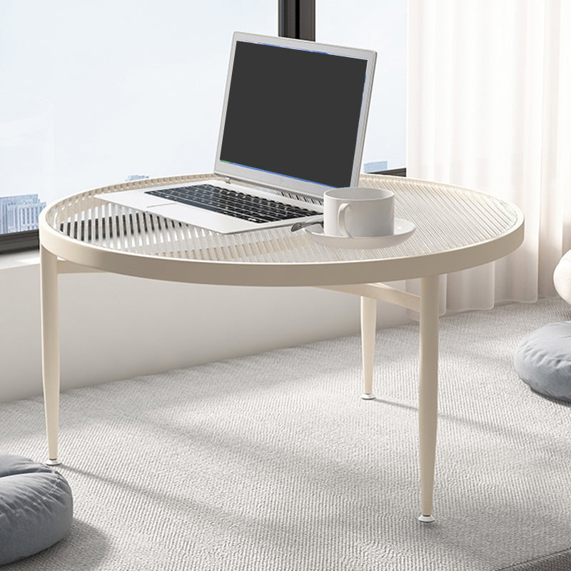 Contemporary Glass 3 Legs Coffee Table with Round Top Bunching Tables