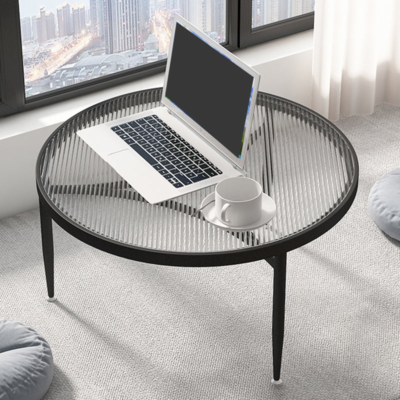 Contemporary Glass 3 Legs Coffee Table with Round Top Bunching Tables