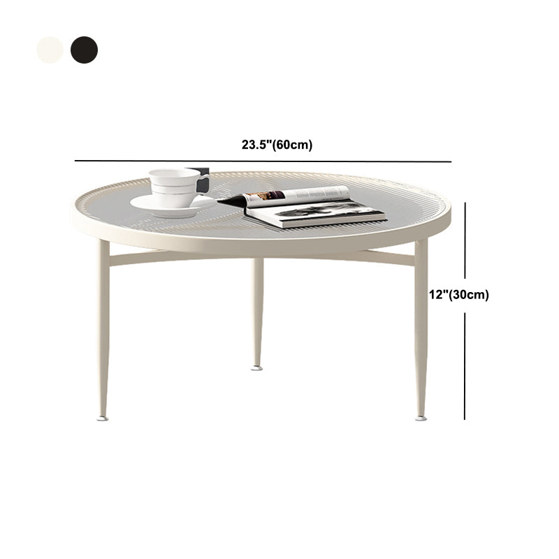 Contemporary Glass 3 Legs Coffee Table with Round Top Bunching Tables