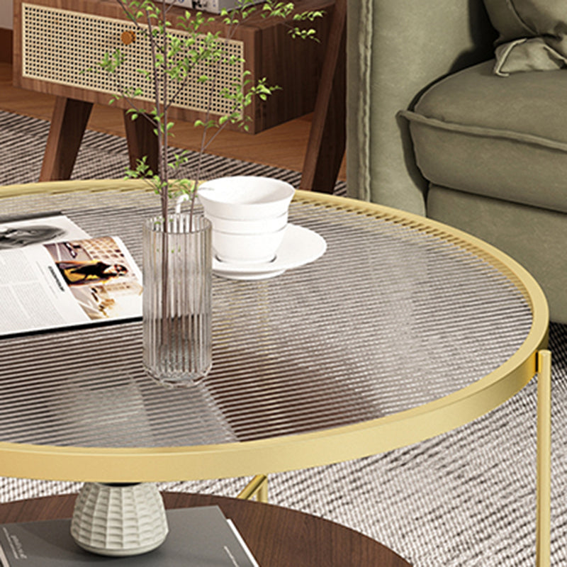 Contemporary Round Coffee Table with Storage and Cross Legs Cocktail Table
