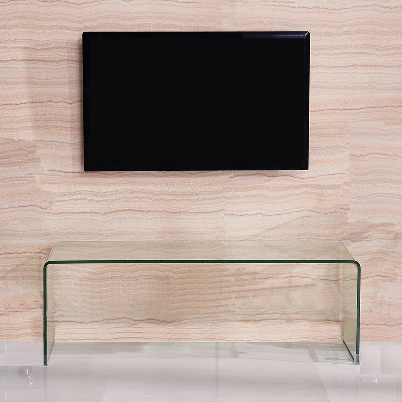 Contemporary Glass Sled Coffee Table Rectangle Cocktail Table