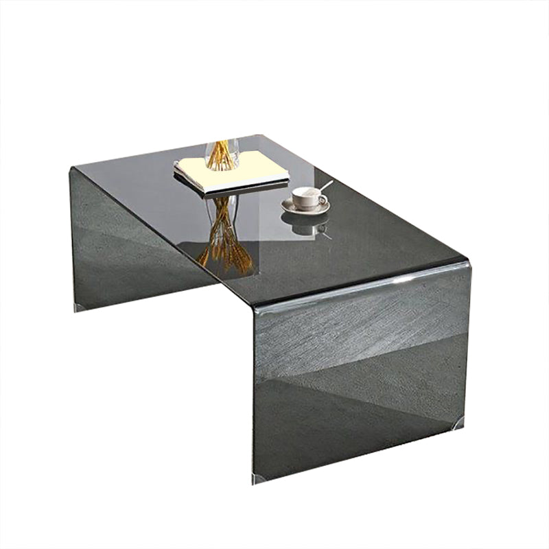 Contemporary Glass Sled Coffee Table Rectangle Cocktail Table