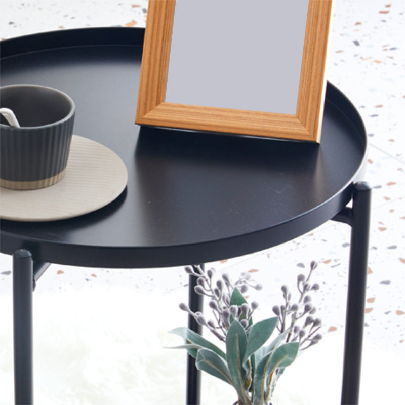Mid-Century Modern Cross Legs Coffee Table with Round Top in Iron