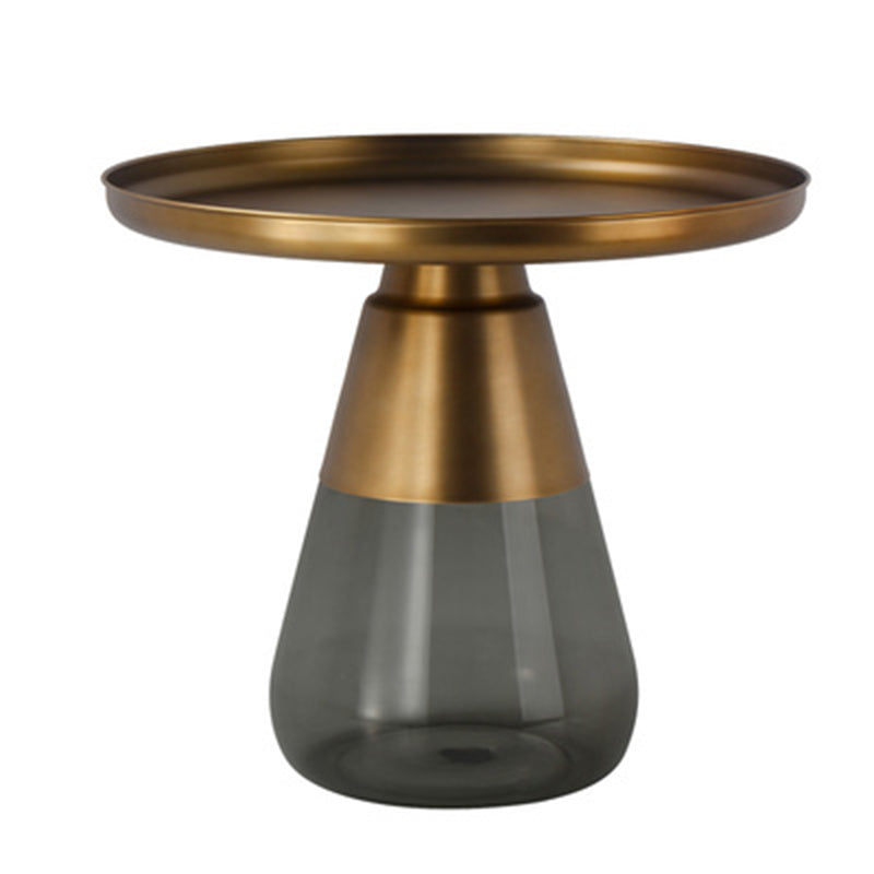 16.5"/20.4" Tall Glass Pedestal Metal Round Tray Top Coffee Table