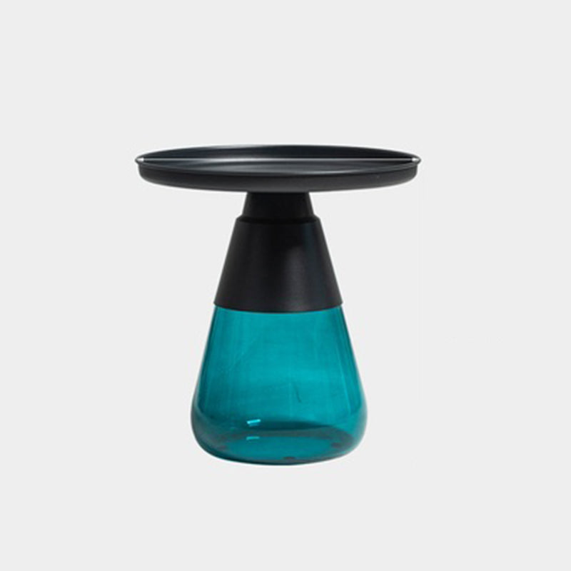 16.5"/20.4" Tall Glass Pedestal Metal Round Tray Top Coffee Table