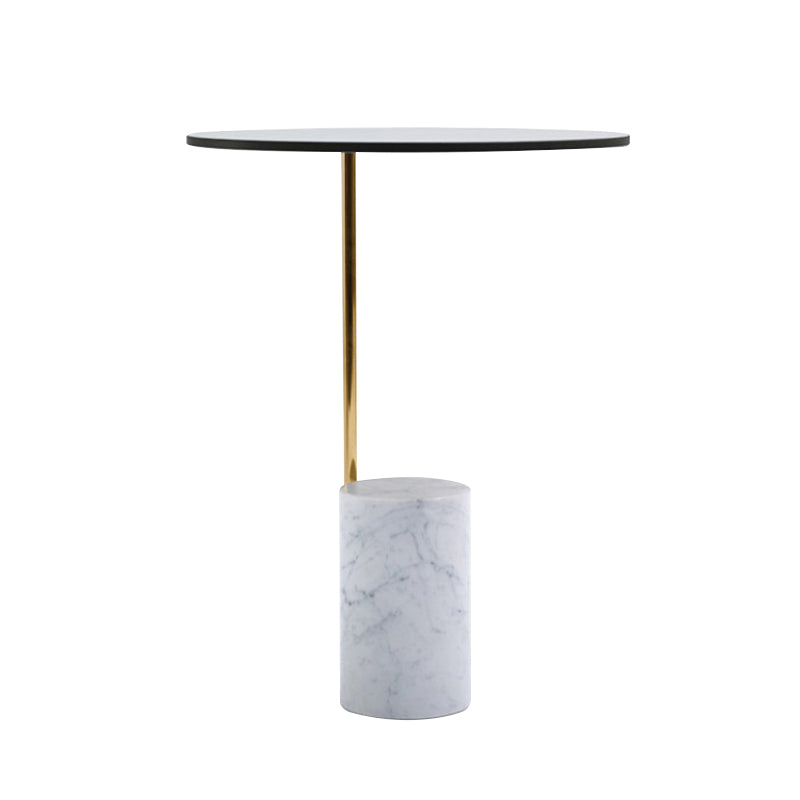 Contemporary Pedestal End Table Round Glass Top Side End Table