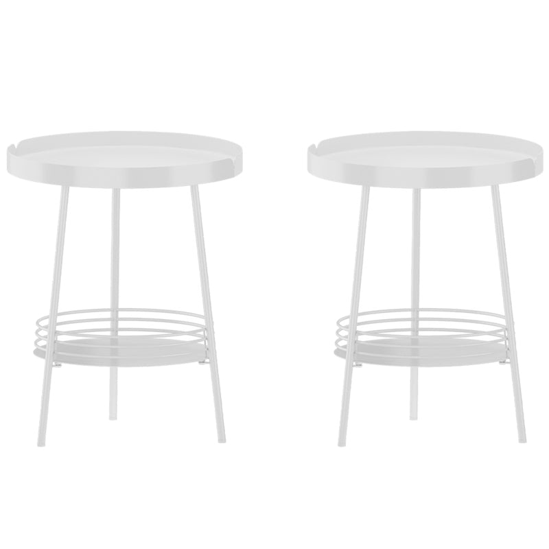 Mid-Century Metal Round Tray Top Side Table 21.6-inch 3 Legs End Table with Shelf