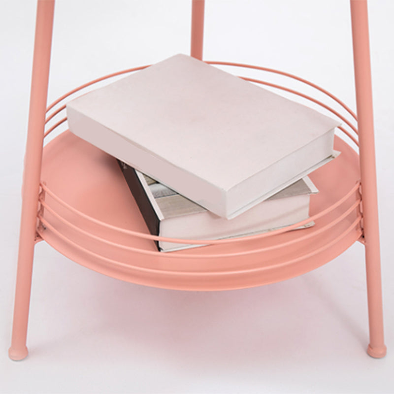 Mid-Century Metal Round Tray Top Side Table 21.6-inch 3 Legs End Table with Shelf