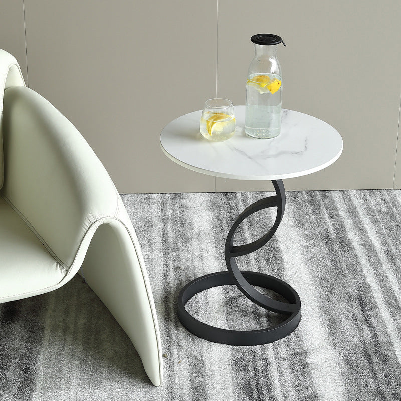 Stone Square Accent Side Table 20.87-In Tall Abstract Side End Table