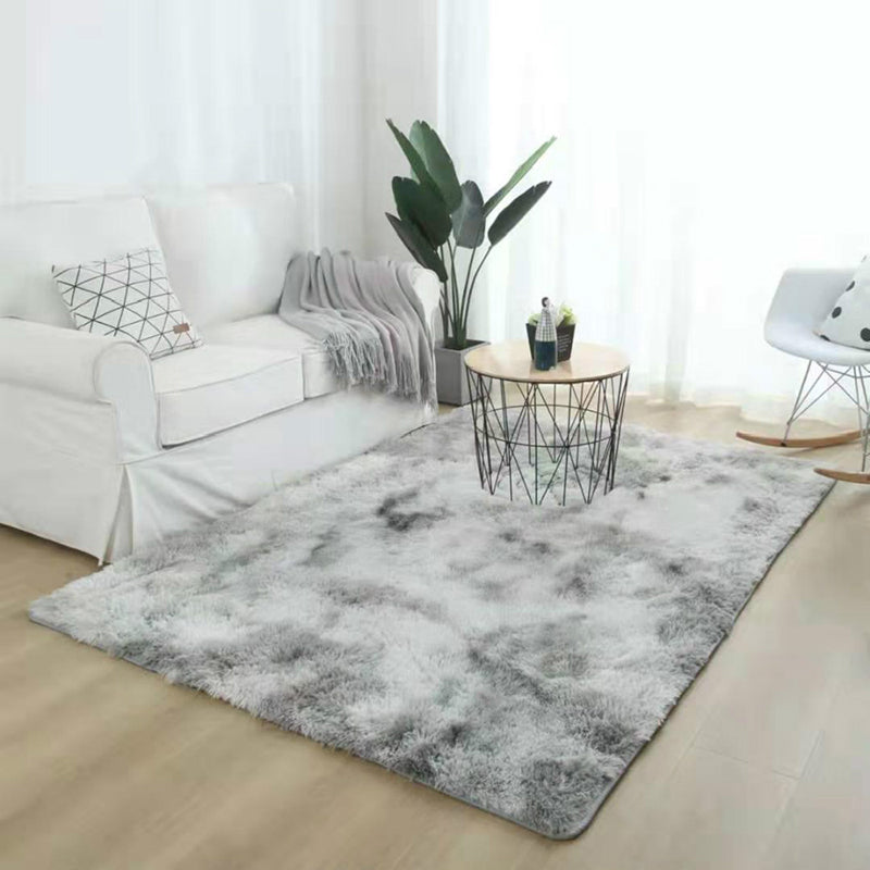 Simplicity Area Carpet Funky Tie Dye Carpet Polyester Shag Rug with Non-Slip Backing