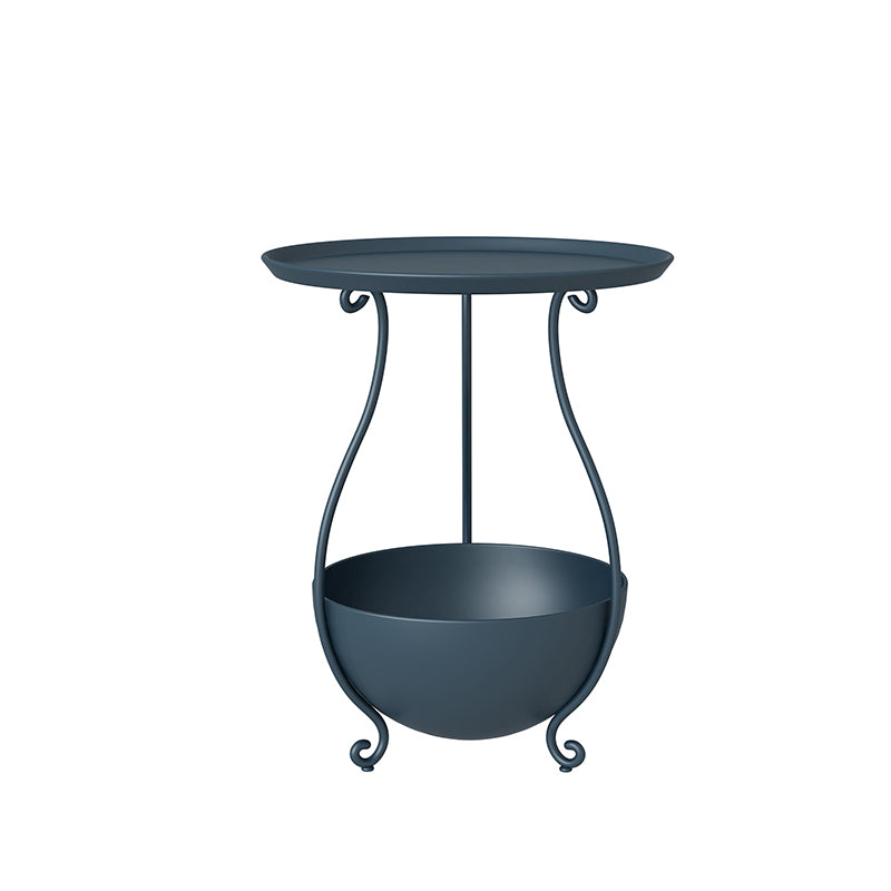 Metal Nightstand Contemporary Stone Top Night Table with Shelves