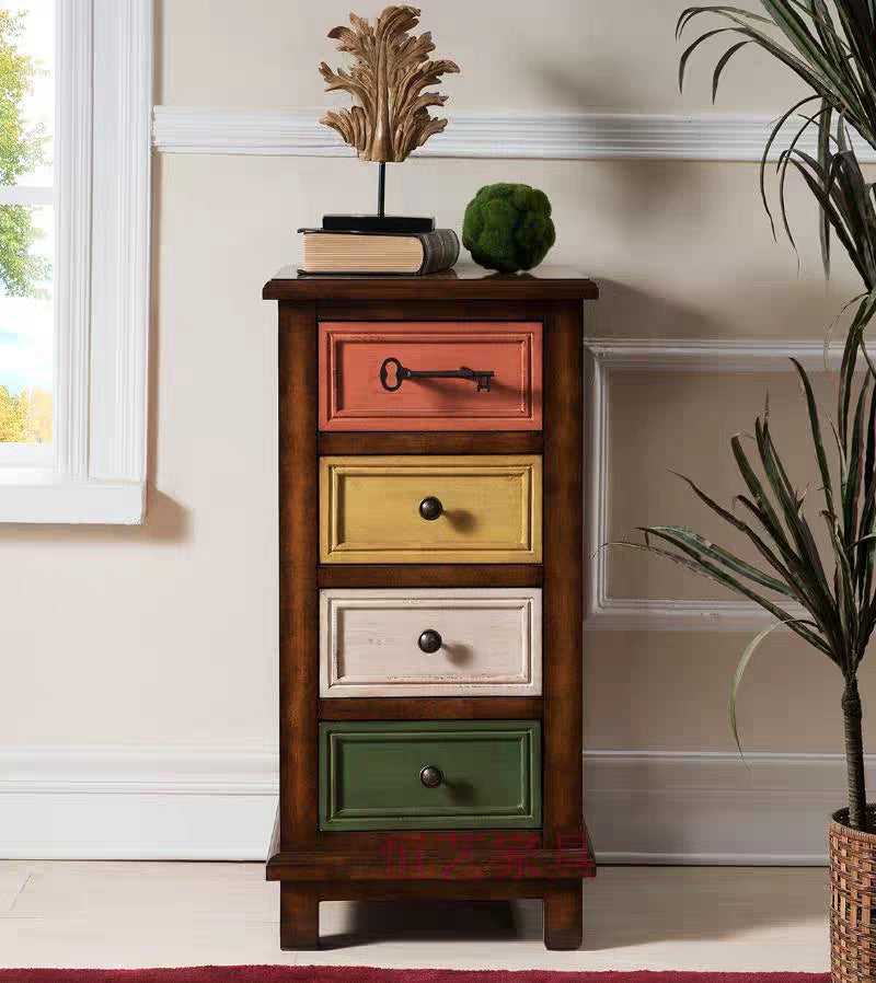 Solid Wood Lingerie Chest Traditional Style Vertical Storage Chest for Bedroom