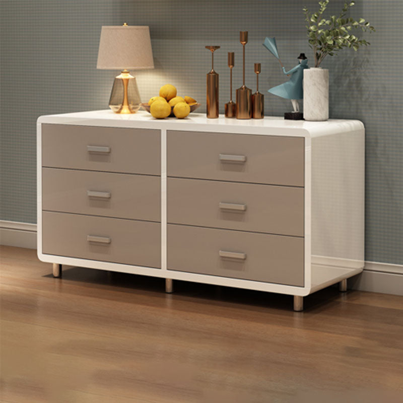Bedroom Wooden Storage Chest Dresser Horizontal Storage Chest Dresser in White and Grey