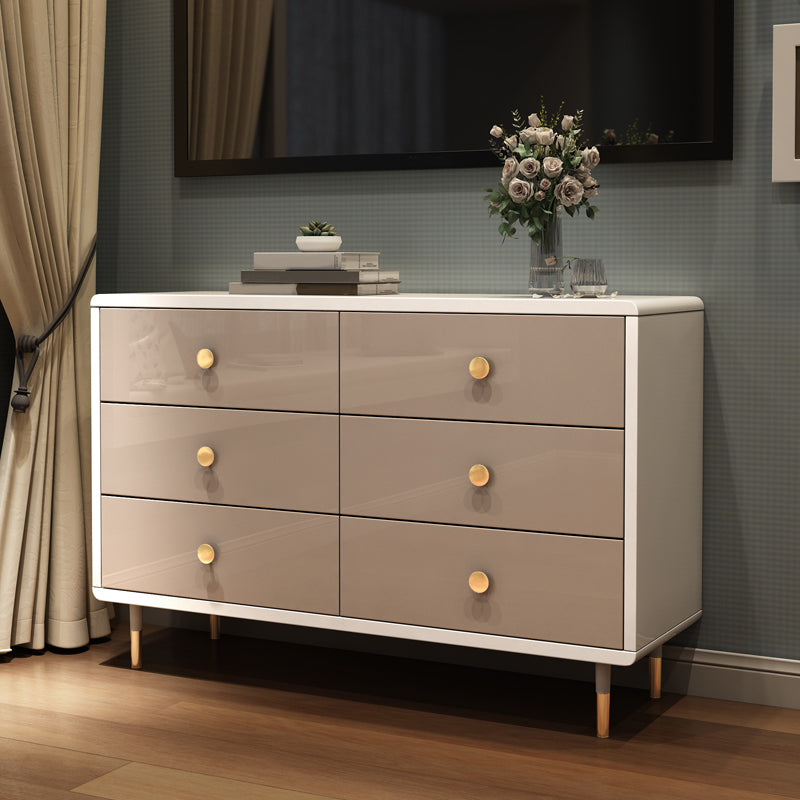 Bedroom Wooden Double Dresser White and Grey Storage Chest Dresser with Drawers