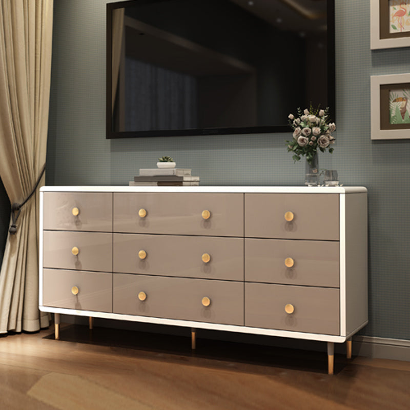 Bedroom Wooden Double Dresser White and Grey Storage Chest Dresser with Drawers