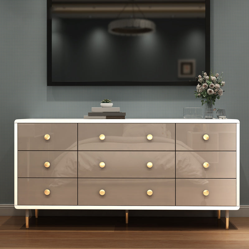 Bedroom Wooden Double Dresser White and Grey Storage Chest Dresser with Drawers