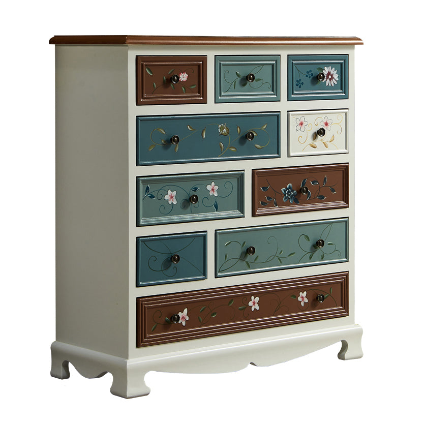 Bedroom Wooden Storage Chest Retro Storage Chest Dresser with Multi Drawers