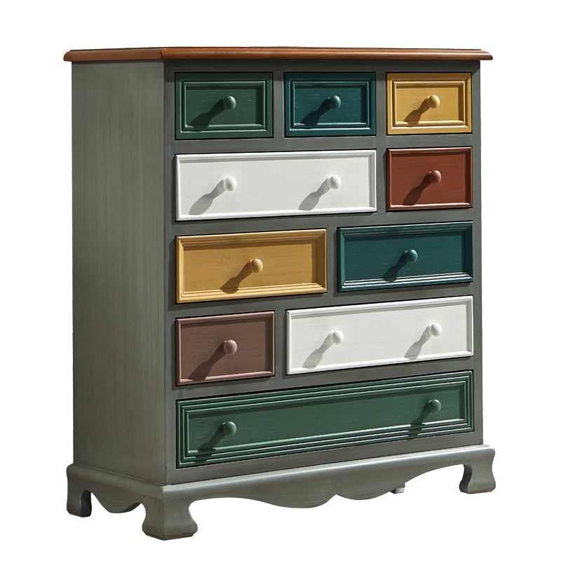 Bedroom Wooden Storage Chest Retro Storage Chest Dresser with Multi Drawers