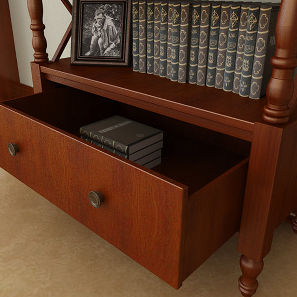 Rectangle Open Storage Bookshelf Nordic Solid Wood Bookshelf with Drawer
