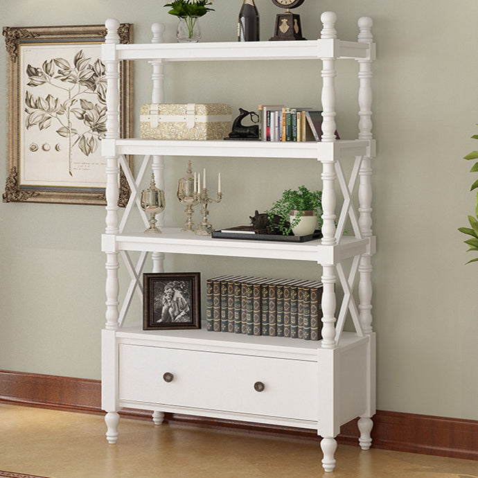 Rectangle Open Storage Bookshelf Nordic Solid Wood Bookshelf with Drawer