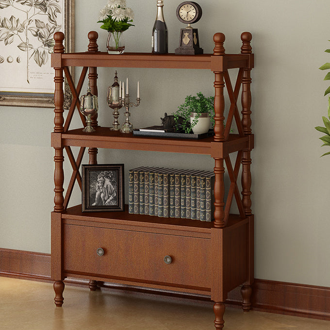 Rectangle Open Storage Bookshelf Nordic Solid Wood Bookshelf with Drawer