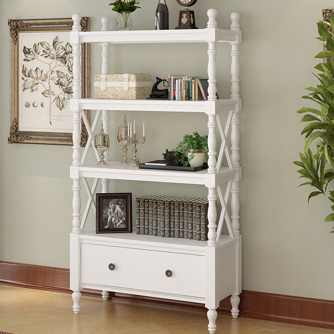 Rectangle Open Storage Bookshelf Nordic Solid Wood Bookshelf with Drawer