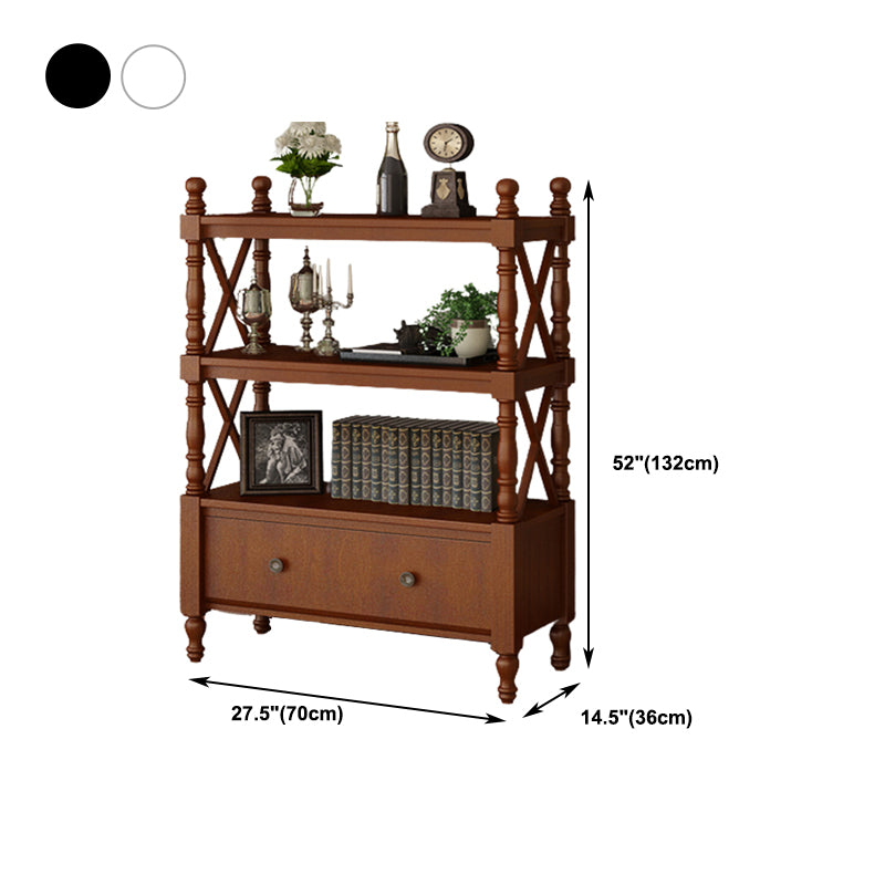 Rectangle Open Storage Bookshelf Nordic Solid Wood Bookshelf with Drawer
