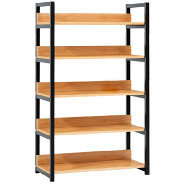 Contemporary Steel Frame Bookcase Wood Open Back Bookcase for Home Office