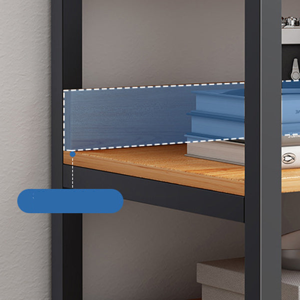 Contemporary Steel Frame Bookcase Wood Open Back Bookcase for Home Office