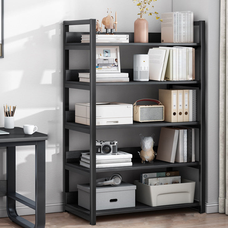 Contemporary Steel Frame Bookcase Wood Open Back Bookcase for Home Office