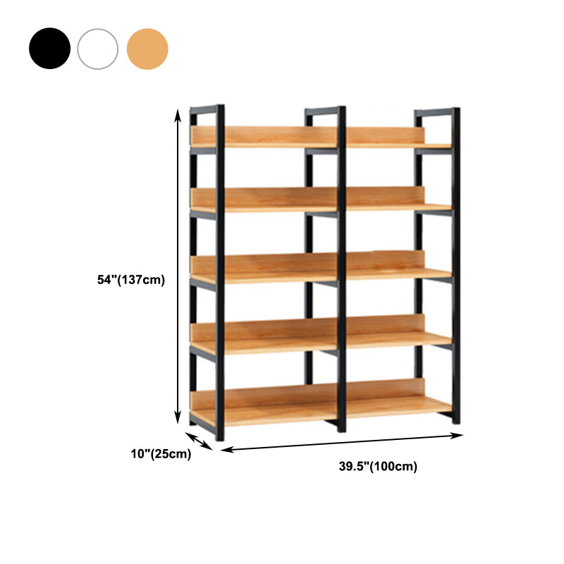 Contemporary Steel Frame Bookcase Wood Open Back Bookcase for Home Office